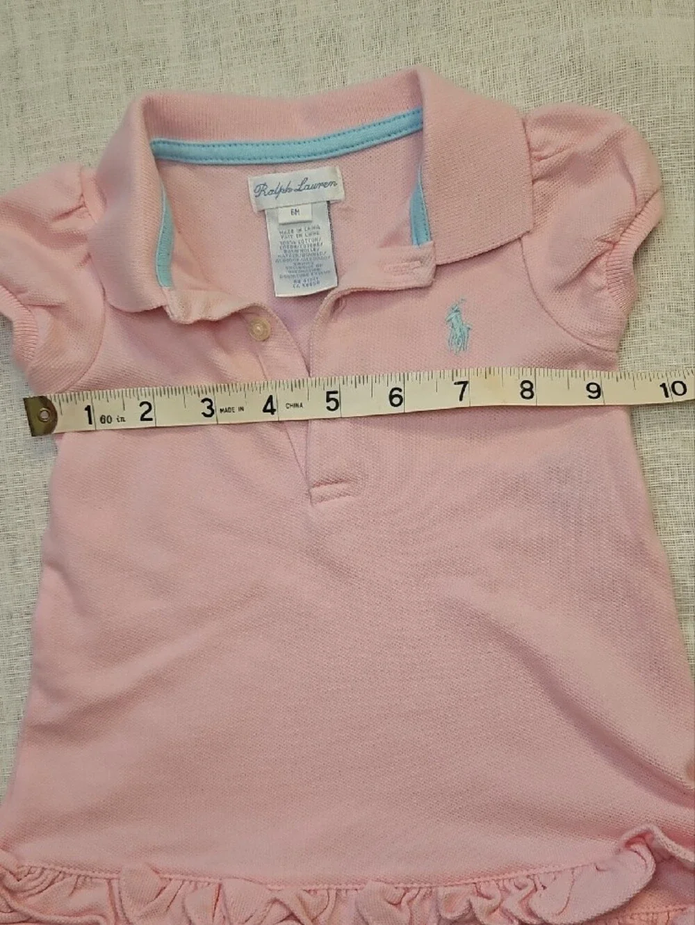 Ralph Lauren Girls Pink Polo Dress with Ruffle Hem